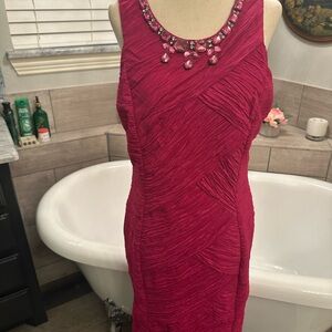Chic Sleeveless Textured Dress with Embellished Neckline 10